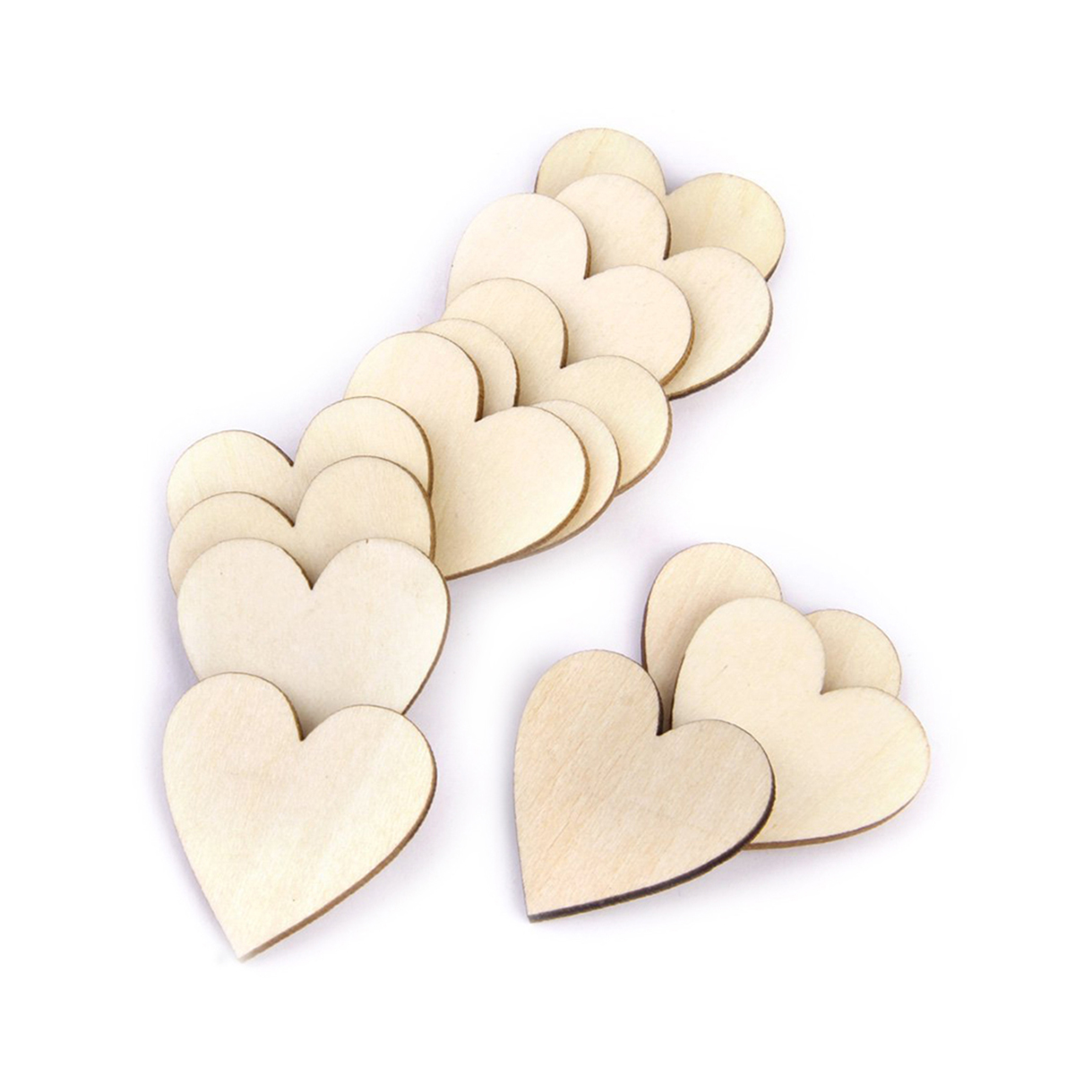 Wooden Wood Hearts Slices Crafts Blank Heart Small Discs Log DIY Unfinished Hole Chips Wedding Guest Book Mini